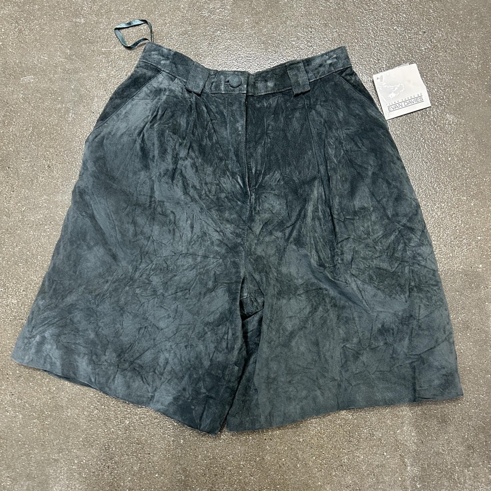 Vintage Evan Davies‎ Culotte Shorts Womens 10 Green Suede Pleated High Waist 80s